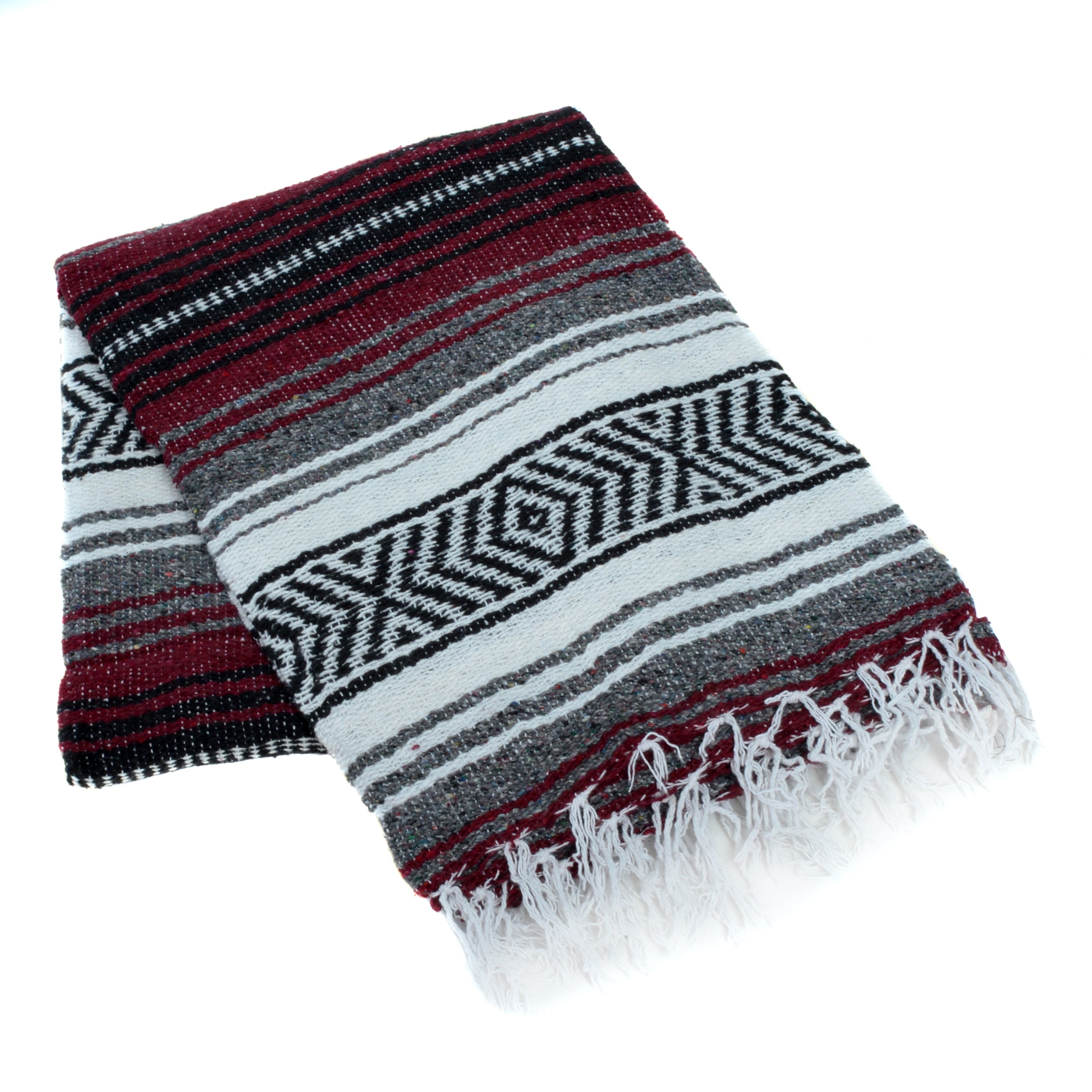 Burgundy-Charcoal-White Yoga Blankets