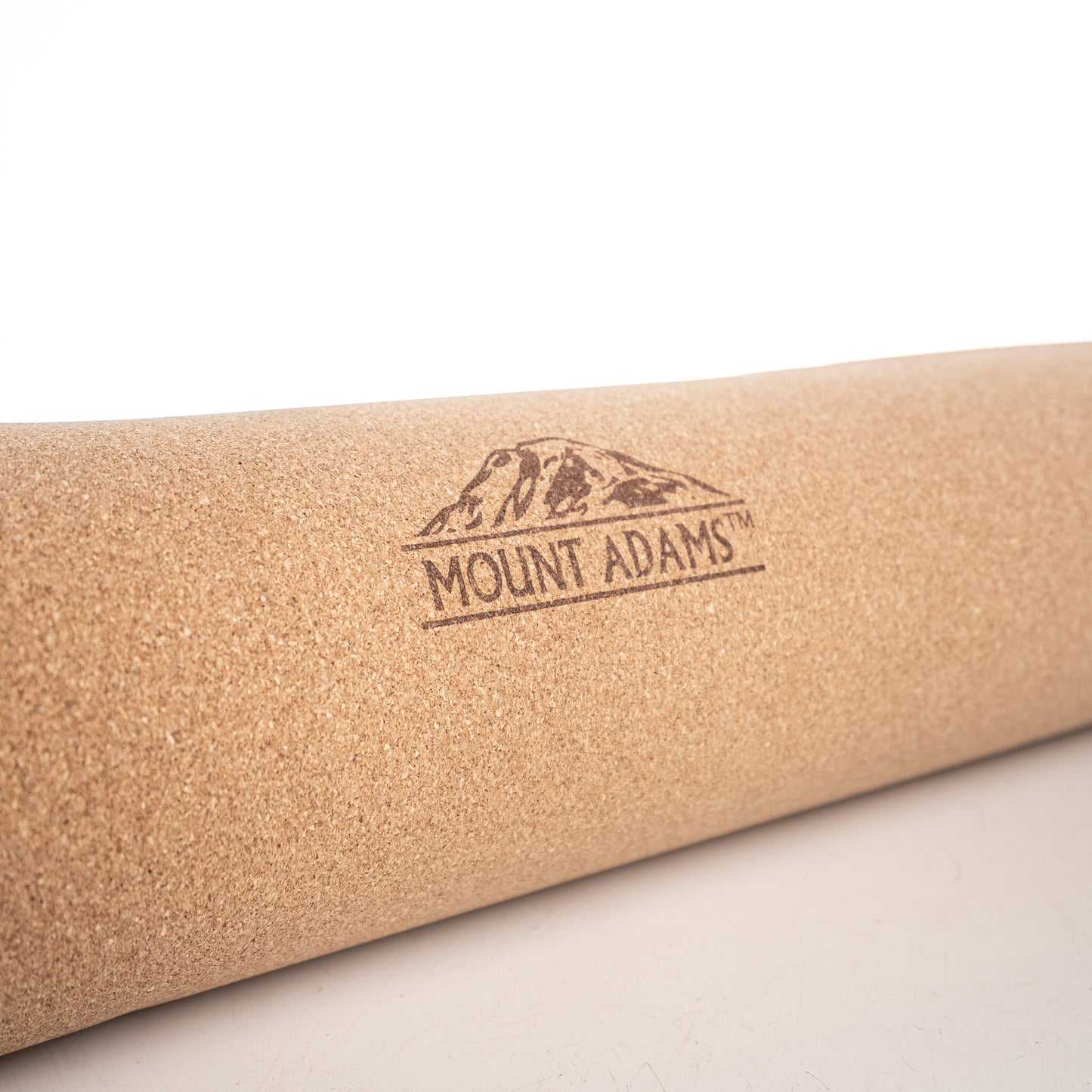 mount adams logo on cork yoga mat